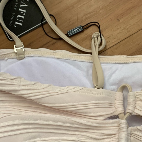 ~Strapless Wave Bandeau Bikini 2 Piece Swimwear Cheeky Solid Lace up~ - Picture 8 of 8